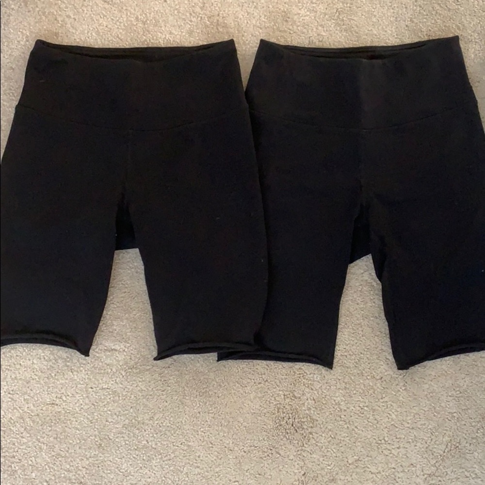 2 very high wasted pairs of biker shorts